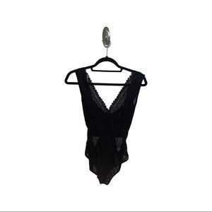 Black Lace Body Suit with Snap Clips